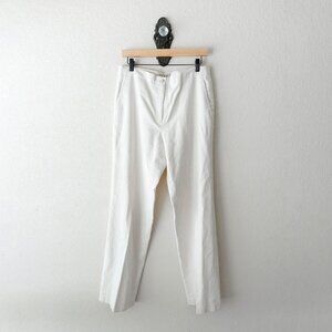 Blue Ice Size 12 Cream White Wide Leg Trousers Lined High Rise 32” Inseam